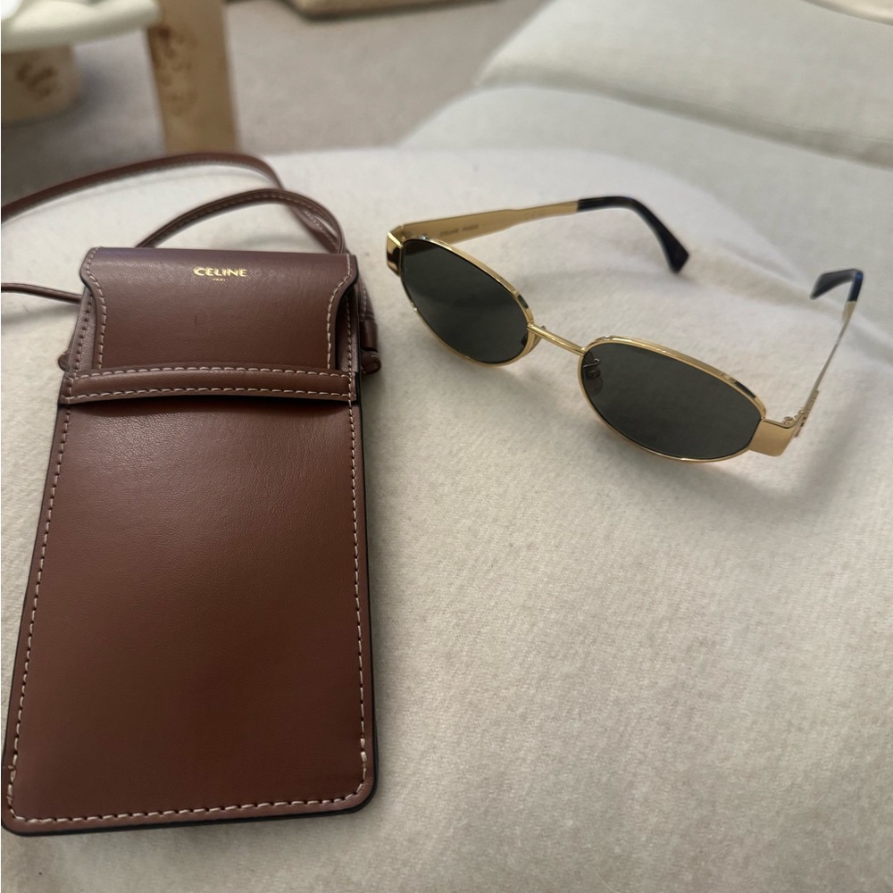Celine Triomphe Metal Gold/Green Sunglasses